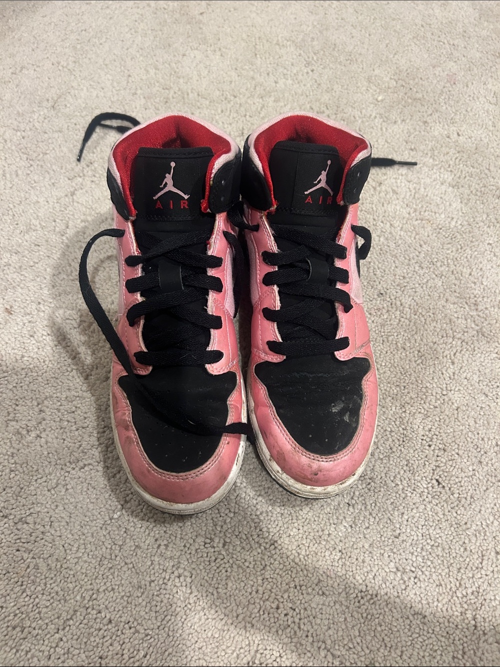 Jordan Pink and Black High-Top Sneakers